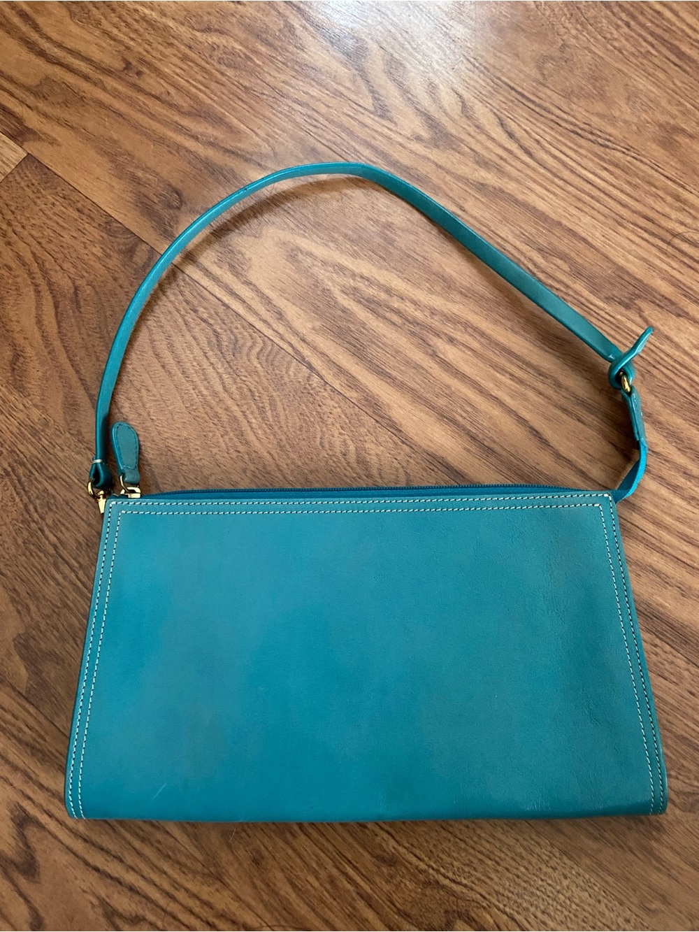 Teal Shoulder Bag with Gold-Tone Hardware
